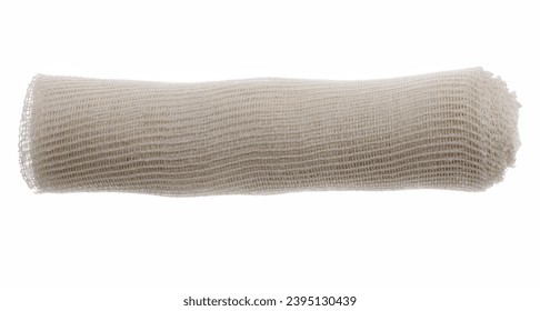New, natural medical bandage roll,  isolated isolated on white, clipping path - Shutterstock ID 2395130439