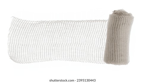New, natural medical bandage roll,  isolated isolated on white, clipping path - Shutterstock ID 2395130443