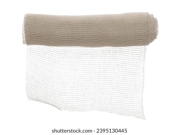 New, natural medical bandage roll,  isolated isolated on white, clipping path - Shutterstock ID 2395130445