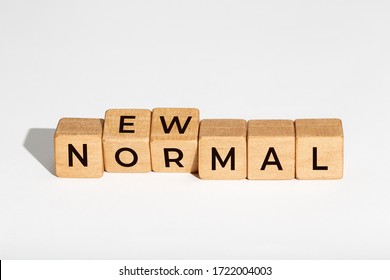 New Normal Concept. Wooden Blocks With Text Isolated On White Background. Copy Space