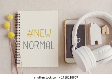 New Normal Words For Disruptive Innovation Way Of Work From Home, Homeschooling, Online Meeting, Social Distancing Post Coronavirus, Covid-19, Pandemic Concept