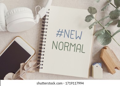 New Normal Words For Disruptive Innovation Way Of Work From Home, Homeschooling, Online Meeting, Social Distancing Post Coronavirus, Covid-19, Pandemic Concept