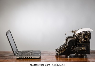 New and old typing machines - Shutterstock ID 185325812