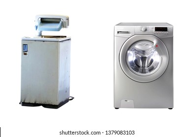 new and old washing machines - Shutterstock ID 1379083103