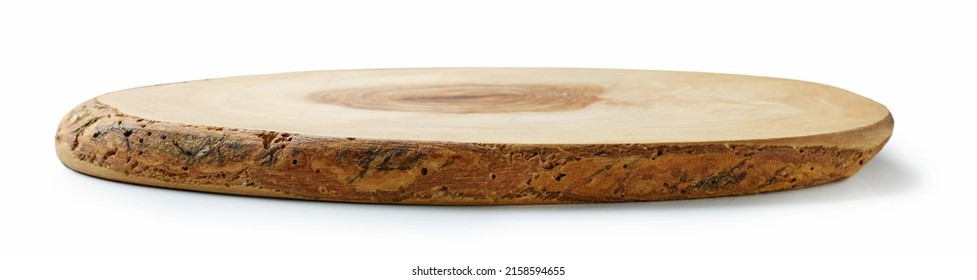new olive wood cutting board isolated on white background - Shutterstock ID 2158594655