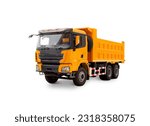 New Orange Construction Dump truck isolated over white background