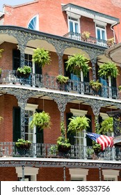 New Orleans Architecture In Bourbon Street, French Quarter