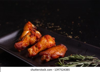 New Orleans Chicken In A Dish On A Black Background., Is A Popular American Food