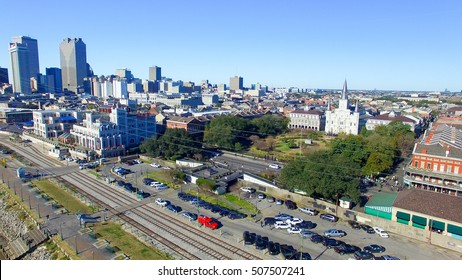 New Orleans Cityscape And Buildings, Aerial View.