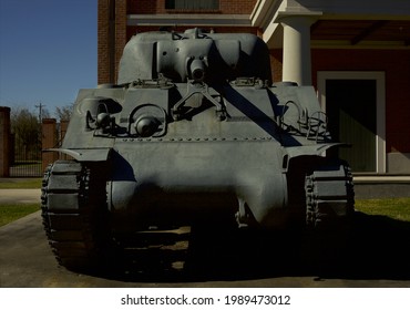 New Orleans - December 19, 2019: Sherman Tank Displayed At Louisiana National Guard's Jackson Barracks