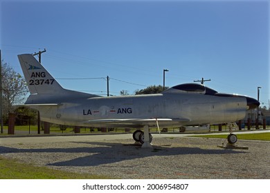 New Orleans - December 19, 2019: Vintage Jet Fighter At Louisiana National Guard Jackson Barracks