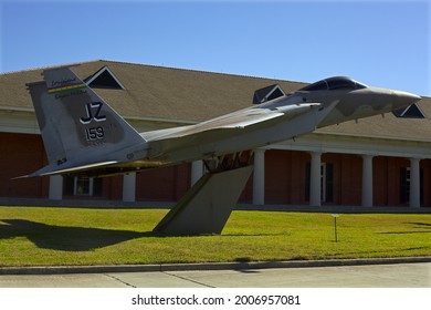 New Orleans - December 19, 2019:  Vintage Jet Fighter Displayed At Louisiana National Guard Jackson Barracks