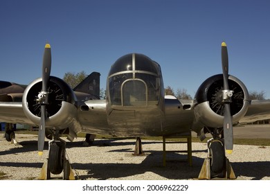 New Orleans - December 19, 2019: Twin Propeller Airplane Displayed  At Louisiana National Guard Jackson Barracks