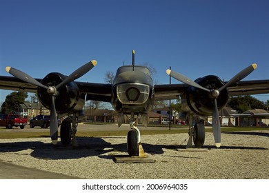 New Orleans - December 19, 2019: Twin Propeller Aircraft At Louisiana National Guard Jackson Barracks