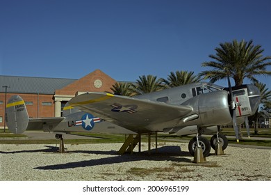 New Orleans - December 19, 2019: Vintage Propeller Aircraft At Louisiana National Guard Jackson Barracks