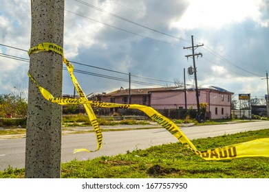 New Orleans East, Louisiana/USA - 2/28/2017: Damage Done To Chef Highway Businesses After Tornado.