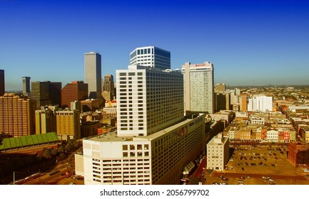 NEW ORLEANS - FEBRUARY 11, 2016: Aerial View Of City Skyline. The City Attracts 10 Million People Annually.