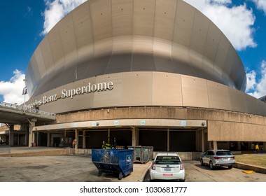 NEW ORLEANS - JANUARY 27, 2016: Mercedes Benz Superdome. Superdome Is Home To NFL's New Orleans Saints American Football.