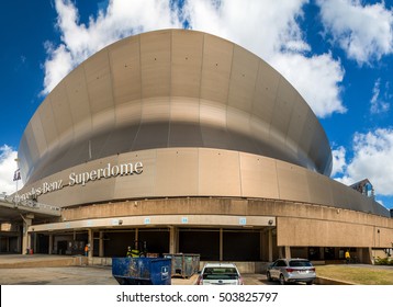 NEW ORLEANS - JANUARY 27, 2016: Mercedes Benz Superdome. Superdome Is Home To NFL's New Orleans Saints American Football.