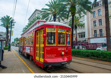 NEW ORLEANS - JUN. 1, 2017: RTA Streetcar Canal Line Route 47 at Dauphine Street station in Franch Quarter in downtown New Orleans, Louisiana LA, USA.