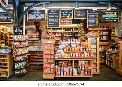 NEW ORLEANS, LA - April 20, 2013: A Food Stand In The Historic French Market In New Orleans, LA