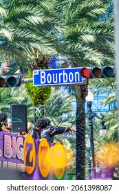 NEW ORLEANS, LA - FEBRUARY 9TH, 2016: Carnival Parade Along Bourbon Street On A Sunny Day. Mardi Gras Is The Biggest Celebration The City Hosts Every Year