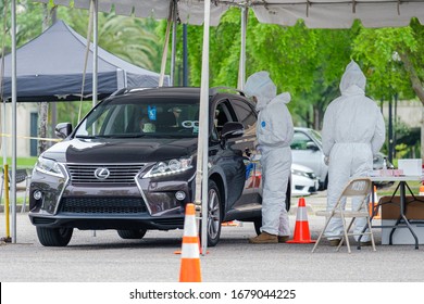 NEW ORLEANS, LA - MARCH 21, 2020: Corona Virus Drive Thru Testing At Mahalia Jackson Theater In New Orleans, LA, USA