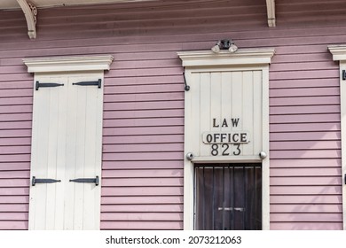 New Orleans, LA - October 25, 2021: A Door That Reads Law Office In The French Quarter.