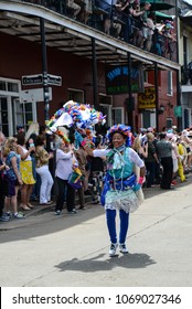 New Orleans, LA / USA - April 1, 2018:  The Chris Owens Easter Parade Rolls Down Bourbon Street In New Orleans, LA. 