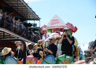 New Orleans, LA / USA - April 1, 2018:  The Chris Owens Easter Parade Rolls Down Bourbon Street In New Orleans, LA. 