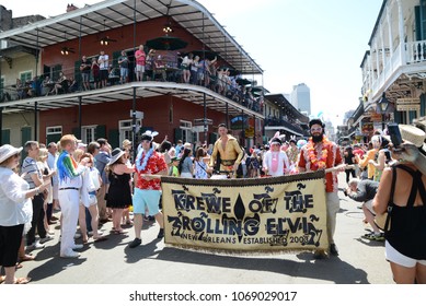 New Orleans, LA / USA - April 1, 2018: The Krewe Of Rolling Elvi Participates In The Chris Owens Easter Parade In New Orleans, LA. 