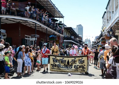 New Orleans, LA / USA - April 1, 2018: The Krewe Of Rolling Elvi Participates In The Chris Owens Easter Parade In New Orleans, LA. 