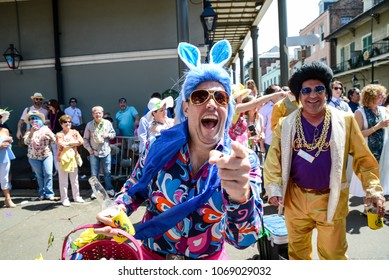 New Orleans, LA / USA - April 1, 2018: The Krewe Of Rolling Elvi Participates In The Chris Owens Easter Parade In New Orleans, LA. 