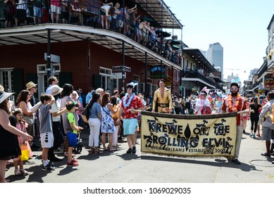 New Orleans, LA / USA - April 1, 2018: The Krewe Of Rolling Elvi Participates In The Chris Owens Easter Parade In New Orleans, LA. 