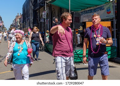 NEW ORLEANS, LA, USA - APRIL 9, 2017: Diverse Crowd At French Quarter Festival