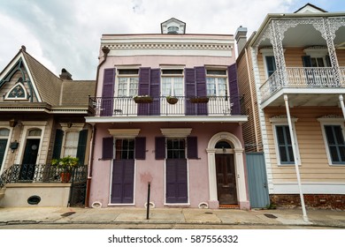 New Orleans, LA USA - April 20, 2016: Beautifully restored homes in the historic French Quarter district.