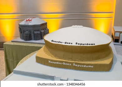 NEW ORLEANS, LA, USA - AUGUST 12, 2017: Birthday Cakes For Tom Benson, Owner Of The New Orleans Saints, At His 90th Birthday Party