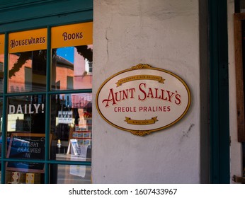 New Orleans, LA / USA - December 19, 2019: Aunt Sally’s Creole Pralines Has Made Pralines Daily Since 1935.