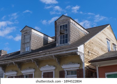 NEW ORLEANS, LA, USA - JANUARY 14, 2021: Roof Of Creole Cottage In French Quarter