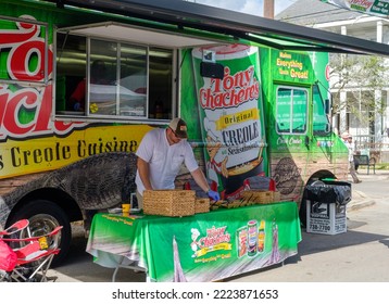 NEW ORLEANS, LA, USA - NOVEMBER 6, 2022: Tony Chachere's Creole Seasoning Promotional Food Truck At The Free Oak Street Po-Boy Festival