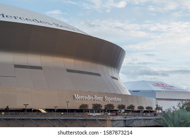 NEW ORLEANS, L.A. / USA - OCTOBER 16, 2019: Mercedes Benz Superdome And The Smoothie King Center In NOLA.