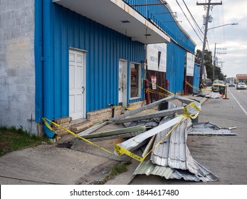 New Orleans, Louisiana - 10/31/2020:  Property Damage In New Orleans, Louisiana Following Hurricane Zeta