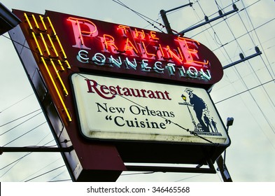 New Orleans, Louisiana - July 13, 2015: Praline Connection Food Business Sign In French Quarter Of New Orleans, Louisiana, USA. 