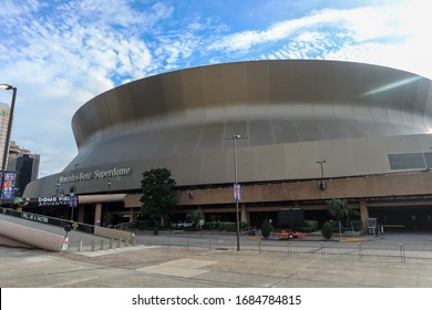 New Orleans, Louisiana, United States Of America - December 18 2018: Outside Of The Mercedes Benz Superdome.