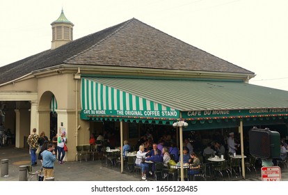 New Orleans, Louisiana, U.S.A - February 7, 2020 - Cafe Du Monde, The Original Coffee Stand On Decatur Street