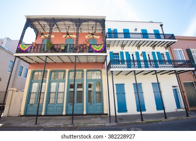 NEW ORLEANS, LOUISIANA USA - FEBRUARY 18, 2016: historic buildings in the French Quarter in New Orleans, USA.
