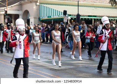 New Orleans, Louisiana USA - November 24, 2018: The Bayou Classic Parade, Proviso West High School Marching Band Performing At The Parade