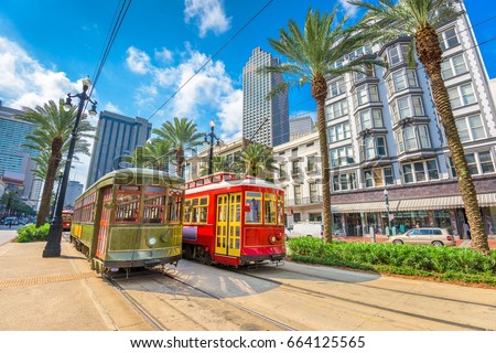 New Orleans, Louisiana, USA street cars.