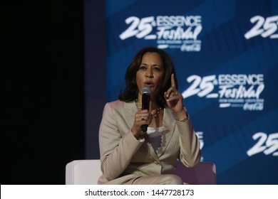 New Orleans, Louisiana/U.S. - 07/06/2019: Kamala Harris Speaks To The Audience At 25th Annual ESSENCE Festival Presented By  Coca-Cola Held At The New Orleans Ernest N. Morial Convention Center