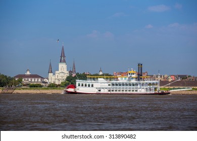 New Orleans Paddle Steamer In Mississippi River In New Orleans,  Louisiana